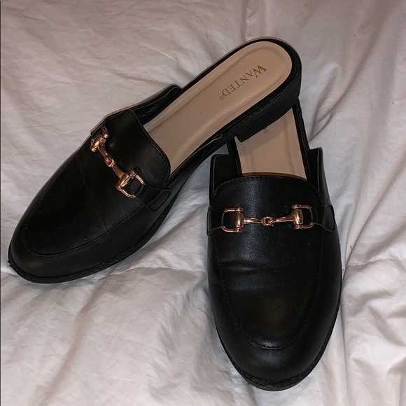Wanted Shoes - Black Horse Bit Mule Loafers Size 8 - DC